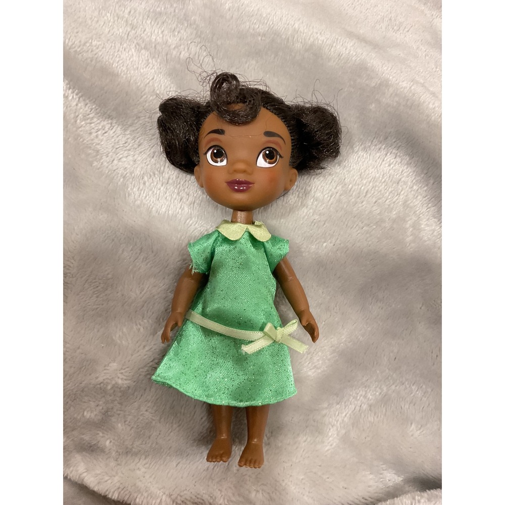 Disney Animators Collection Tiana Mini Doll 5 Inch Green Glitter Dress Toy